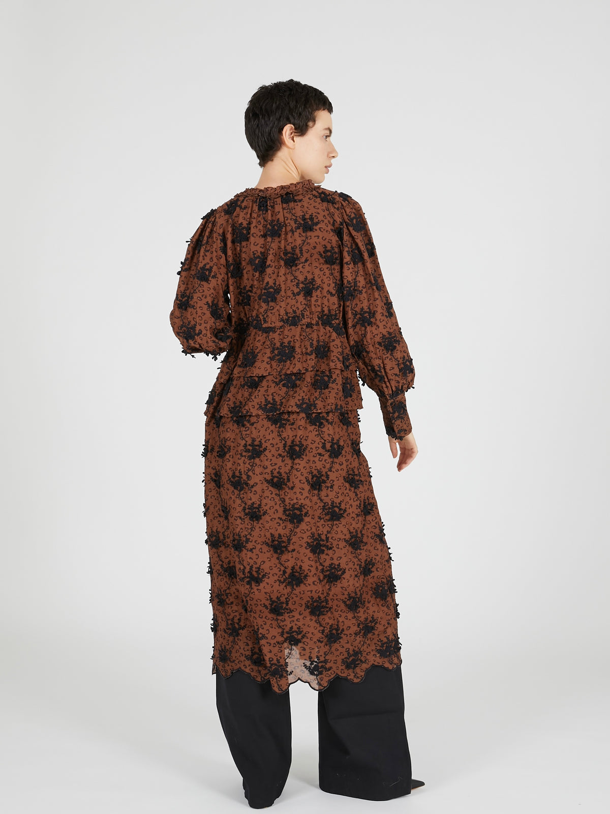 3D embroidery leopard onepiece