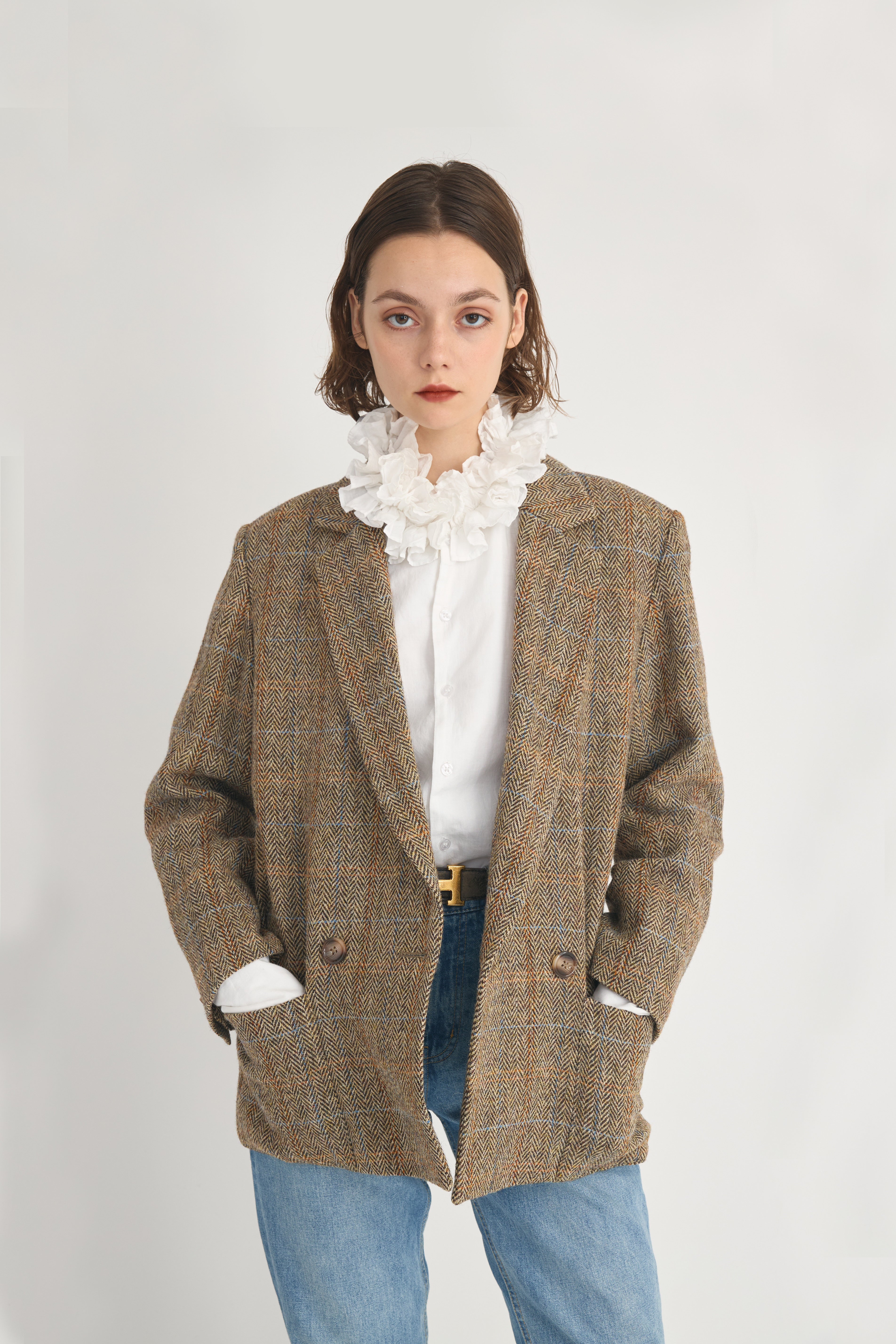 cotton frill collar shirts │ WHITE