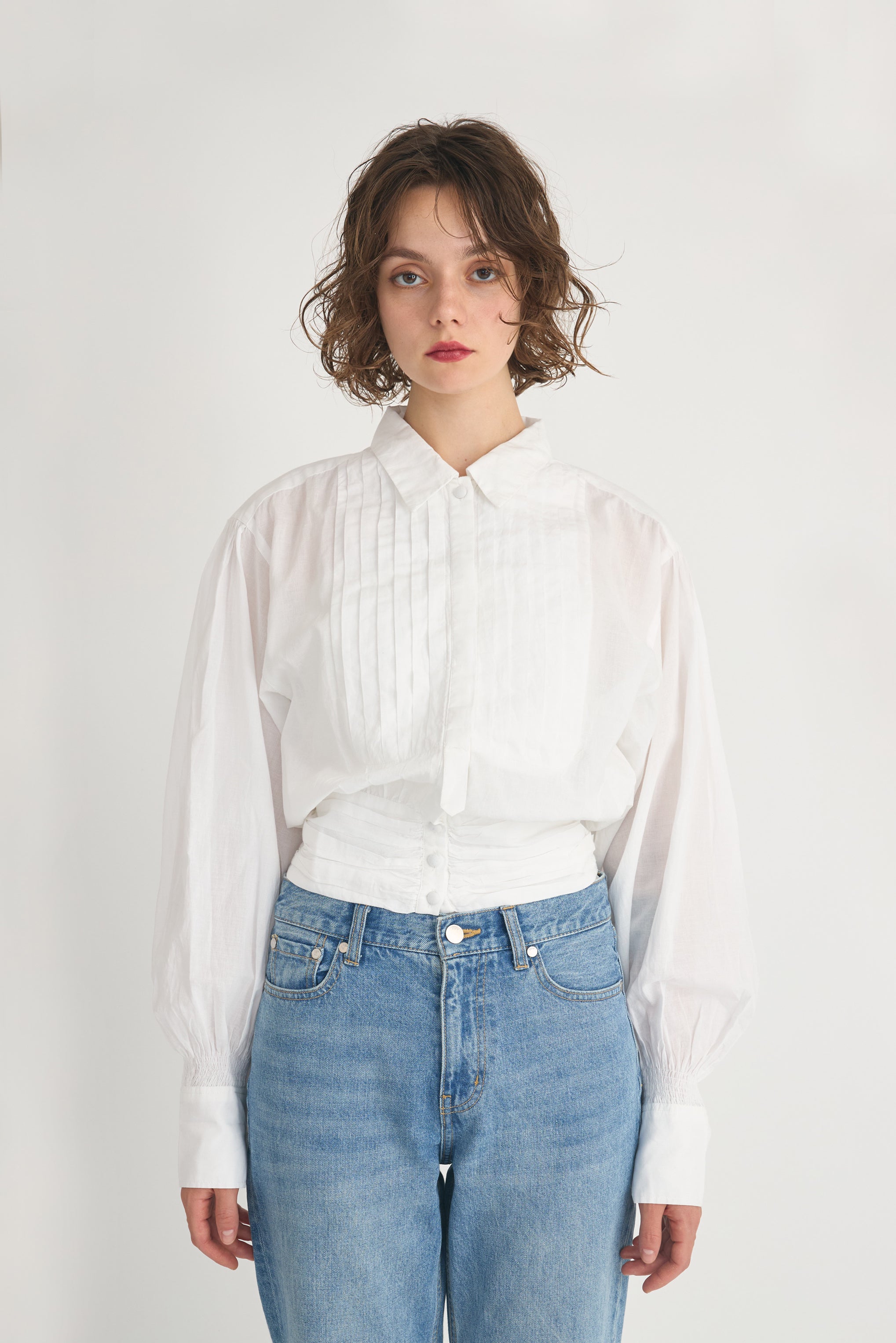 cummerbelt blouse│WHITE