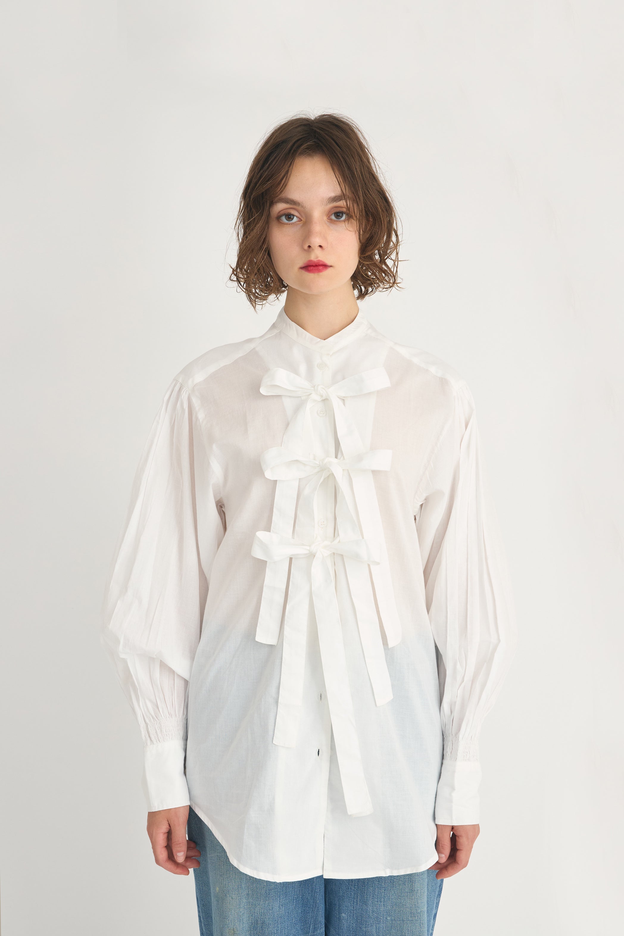 ribbon blouse│WHITE