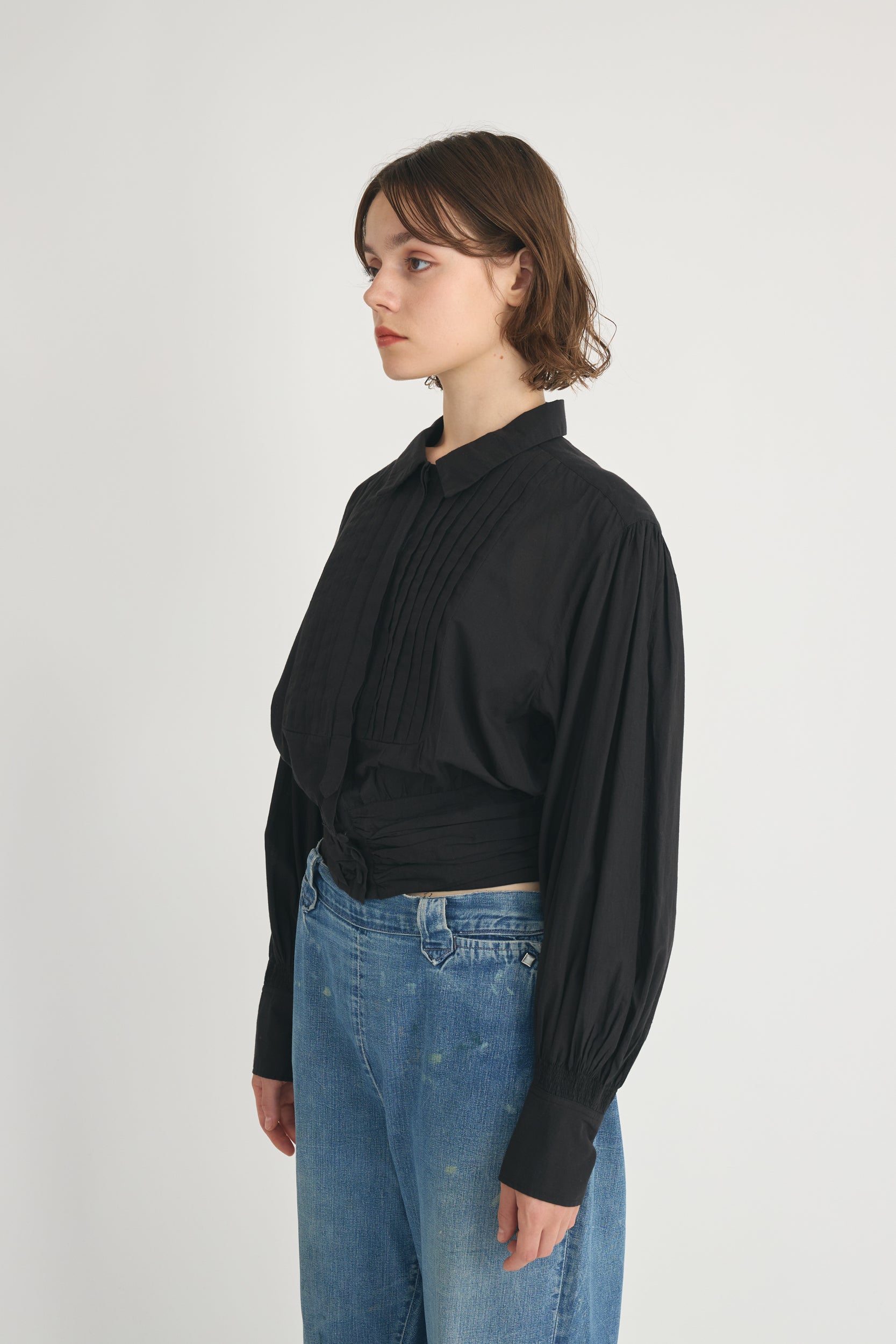 cummerbelt blouse│BLACK