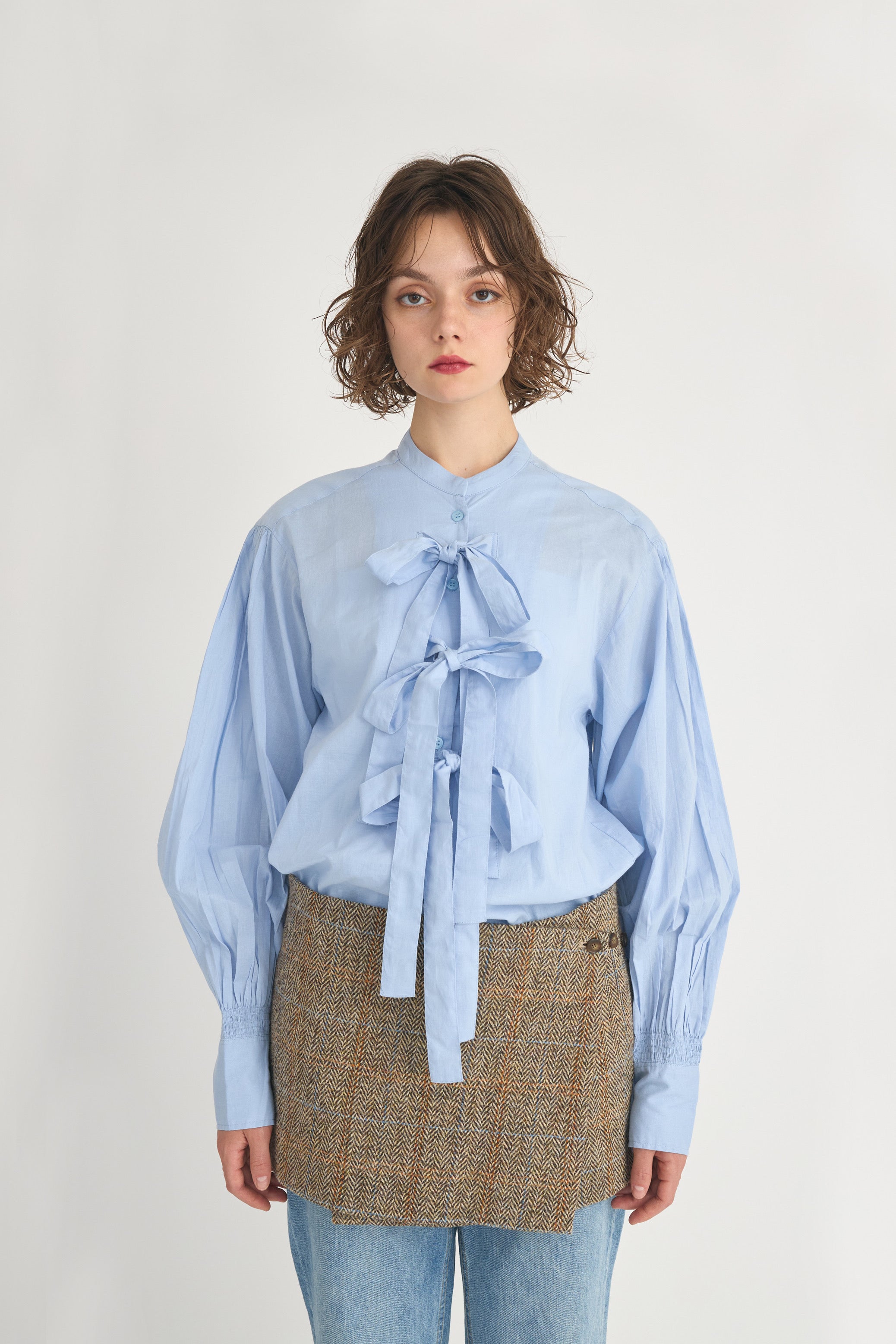 ribbon blouse│BLUE