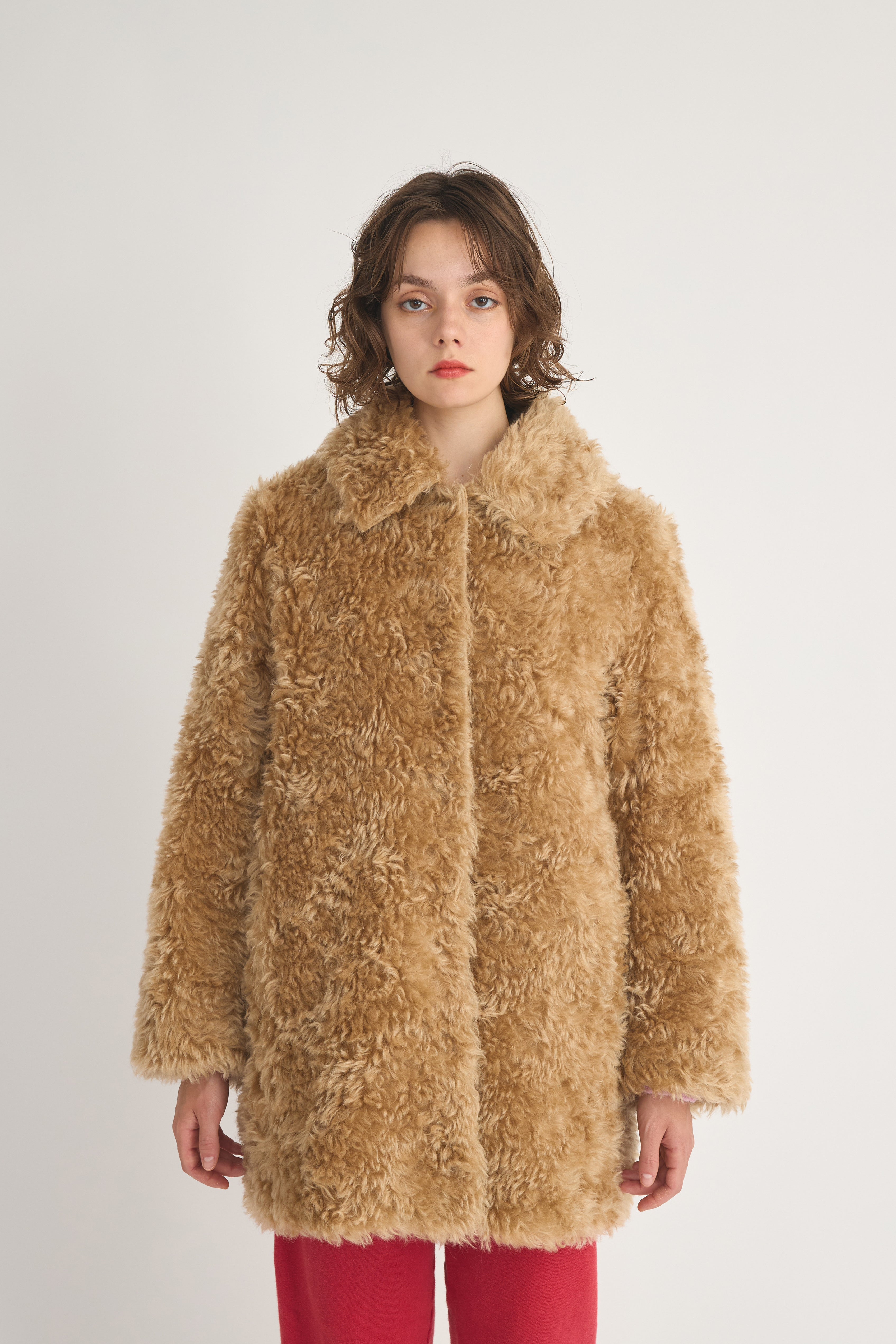 teddy fur coat│CAMEL