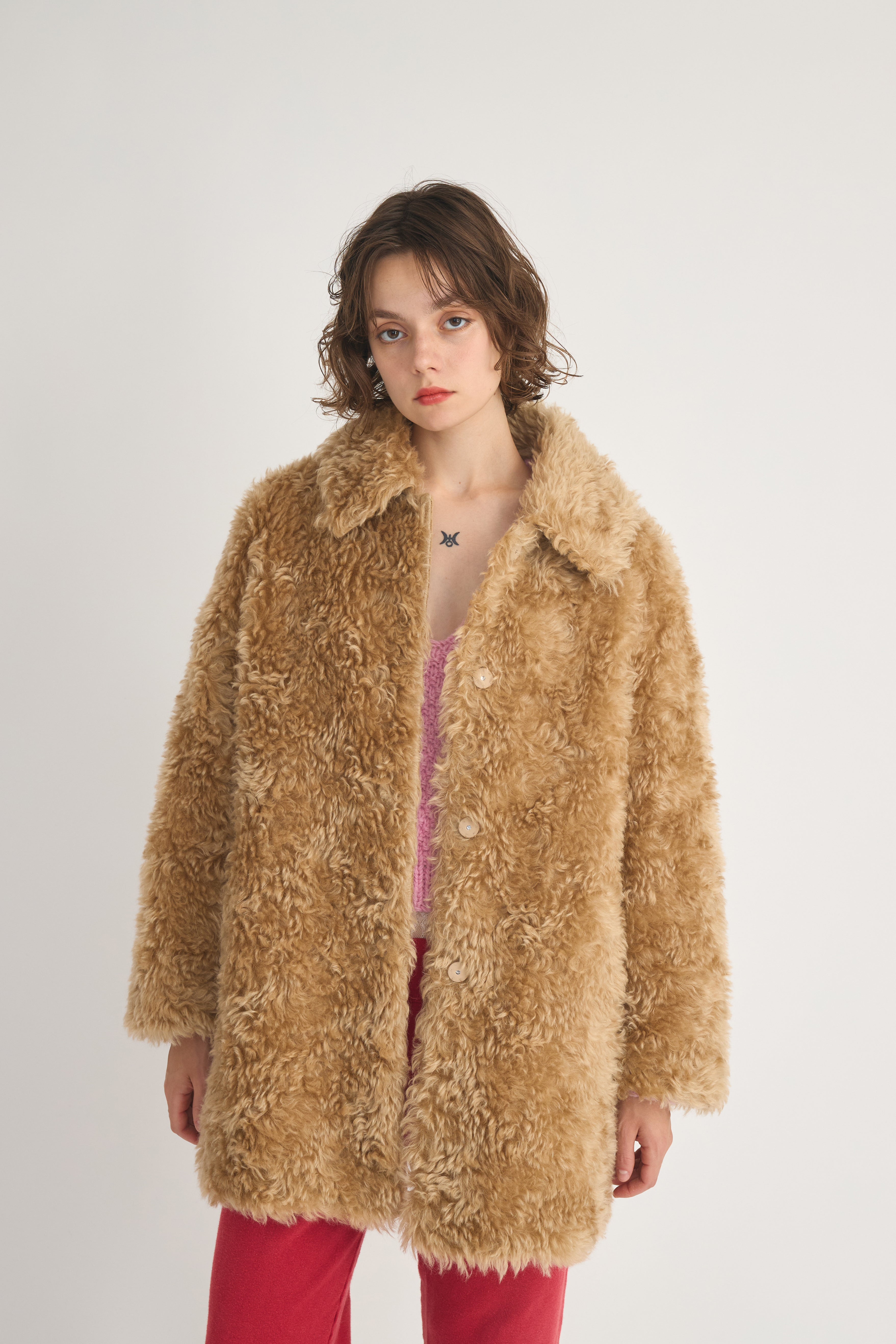 teddy fur coat│CAMEL