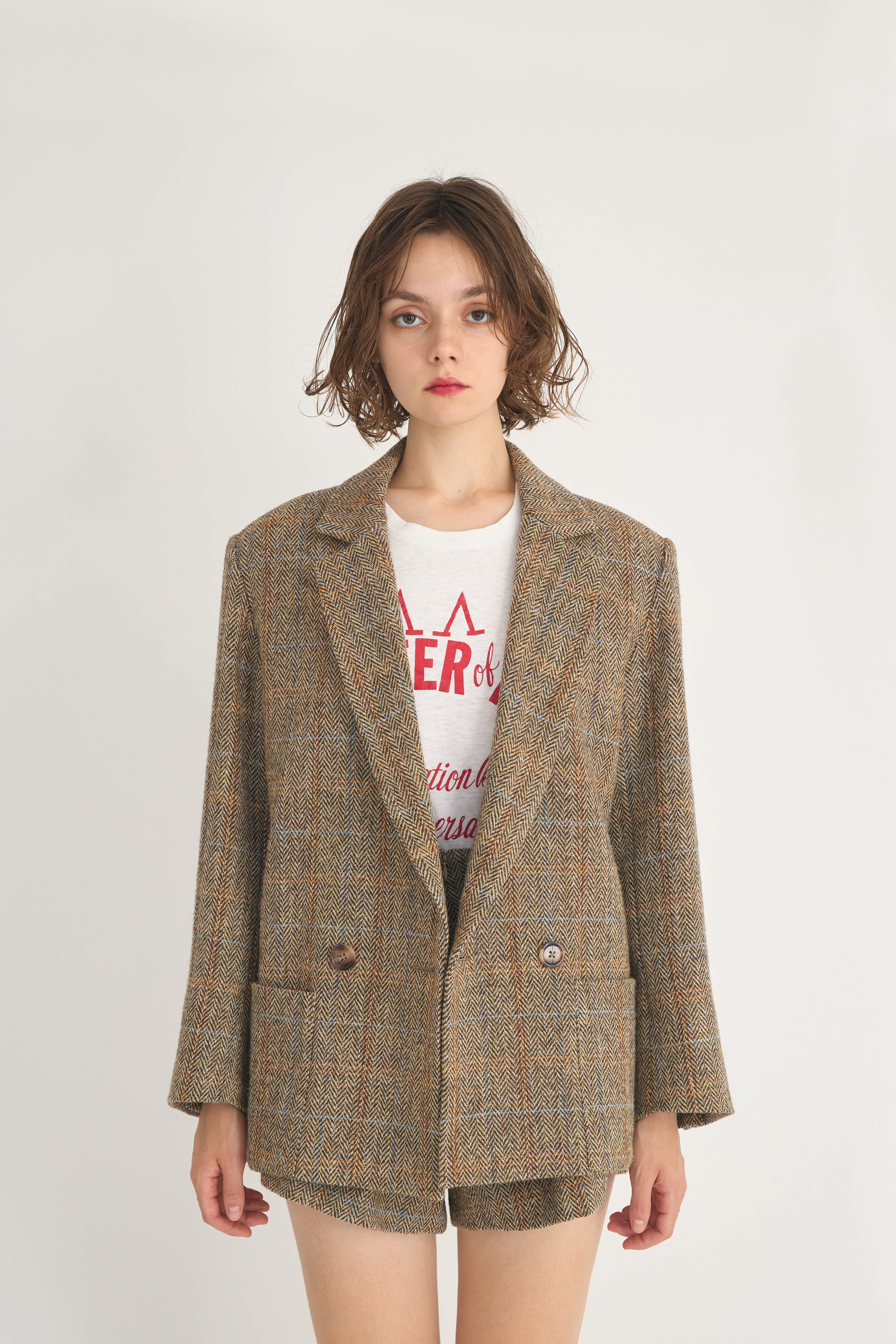 Harris Tweed double jaket│KHAKI