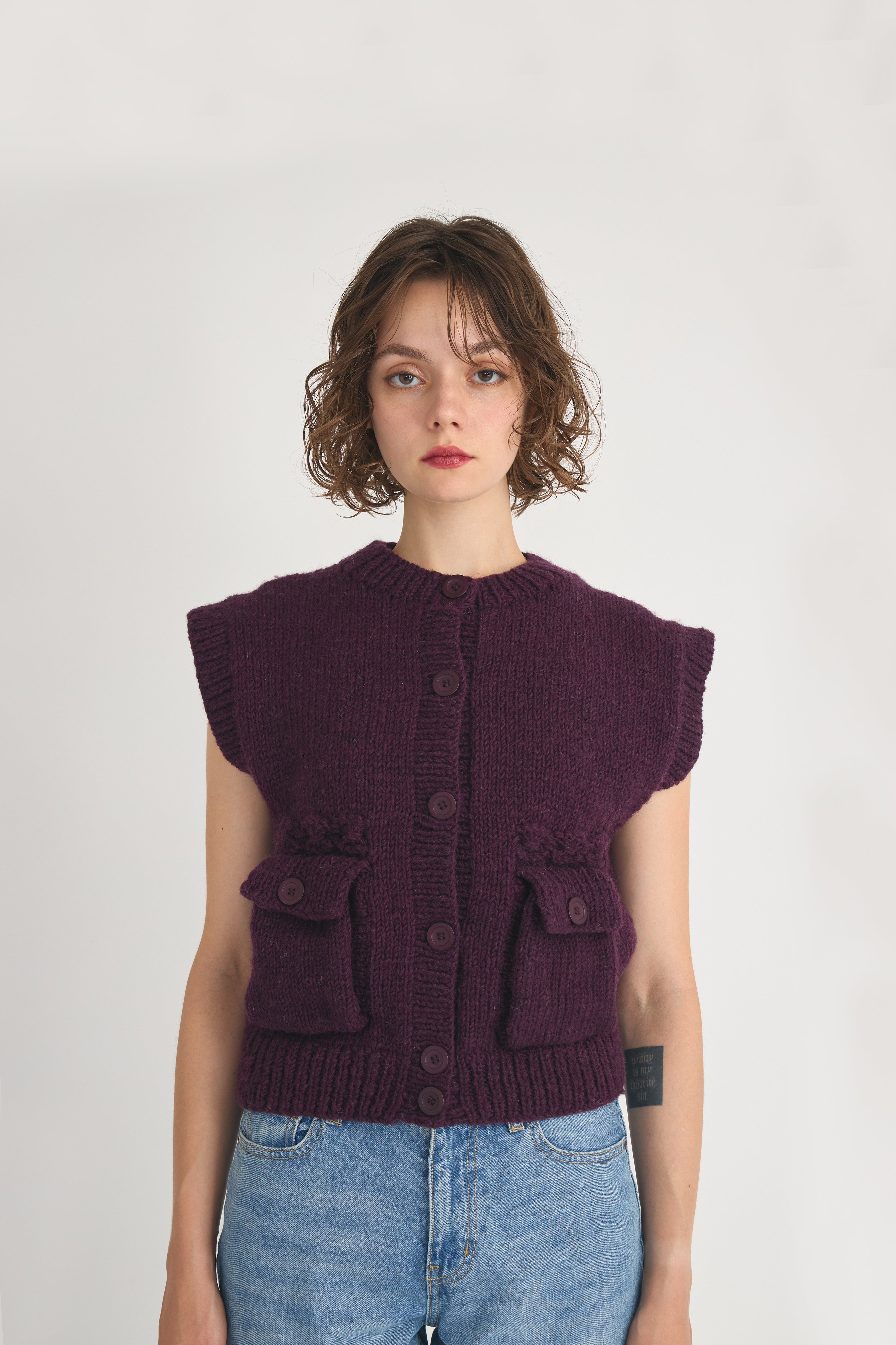 sleeveless cardigan│PURPLE