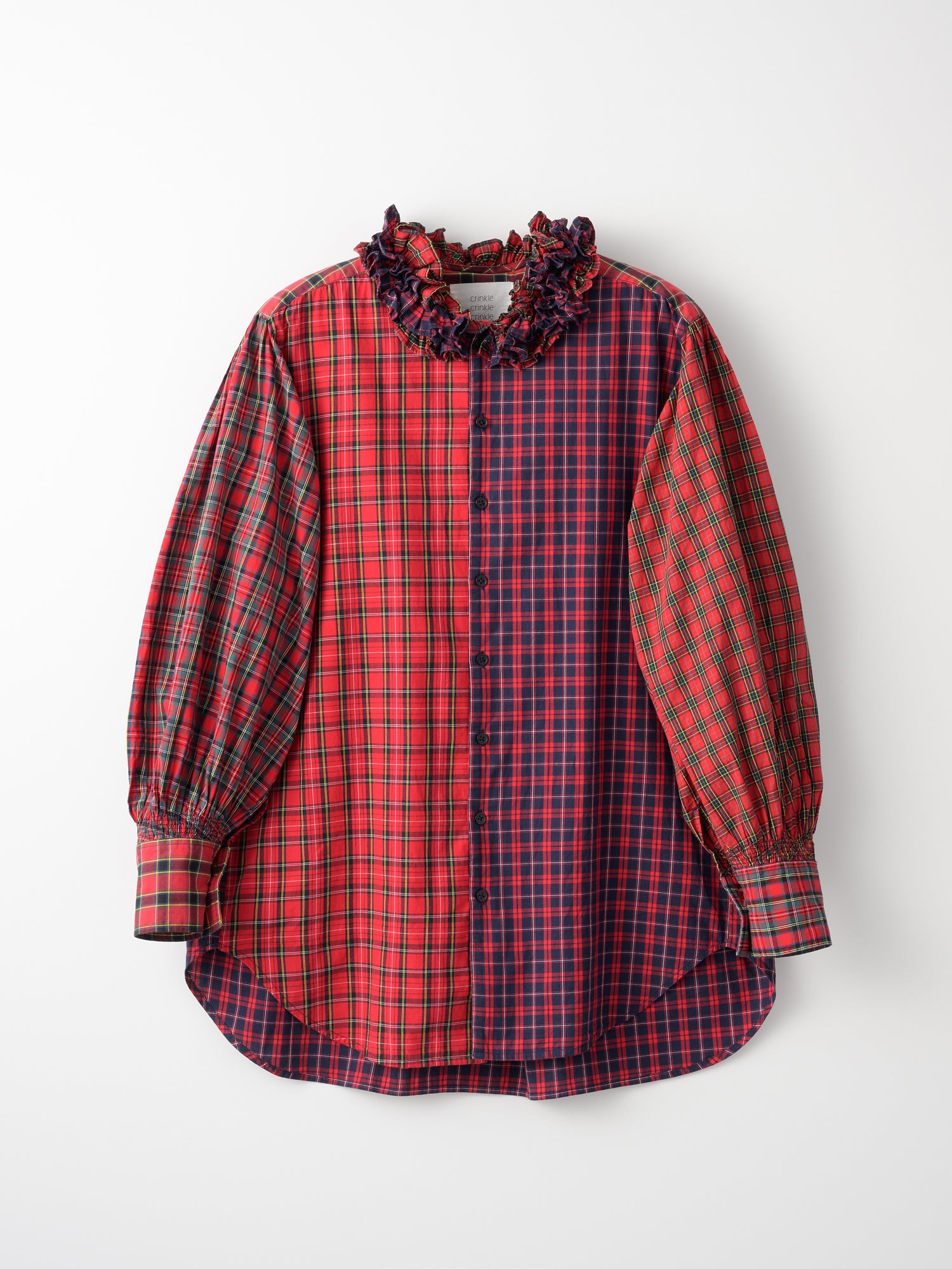 cotton frill collar check shirts ｜RED