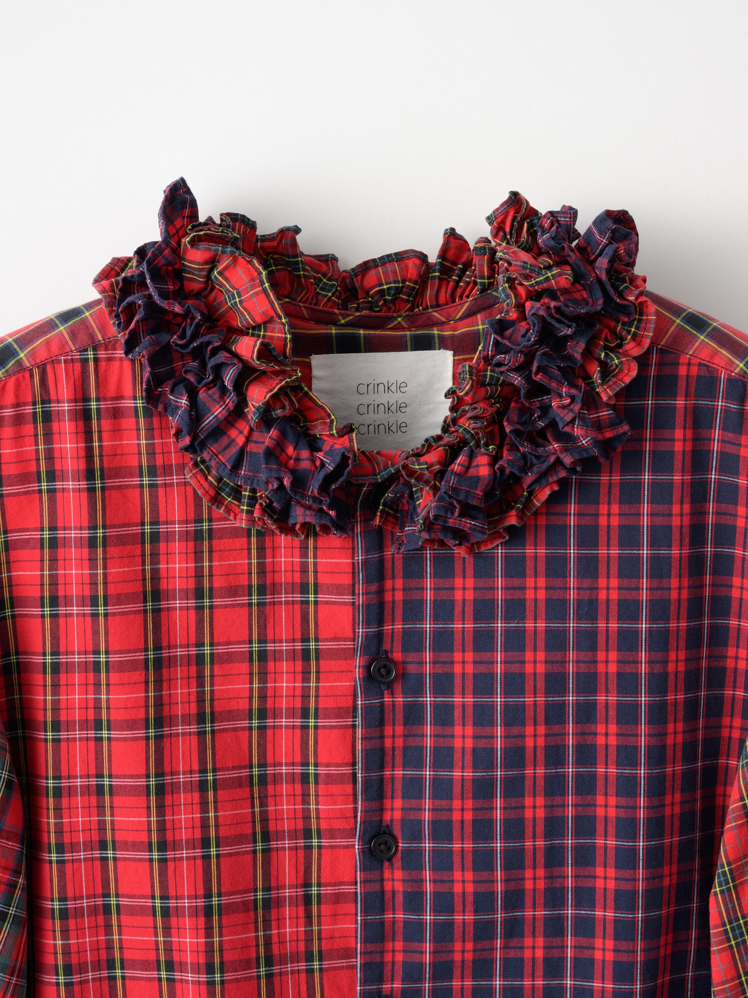 cotton frill collar check shirts ｜RED