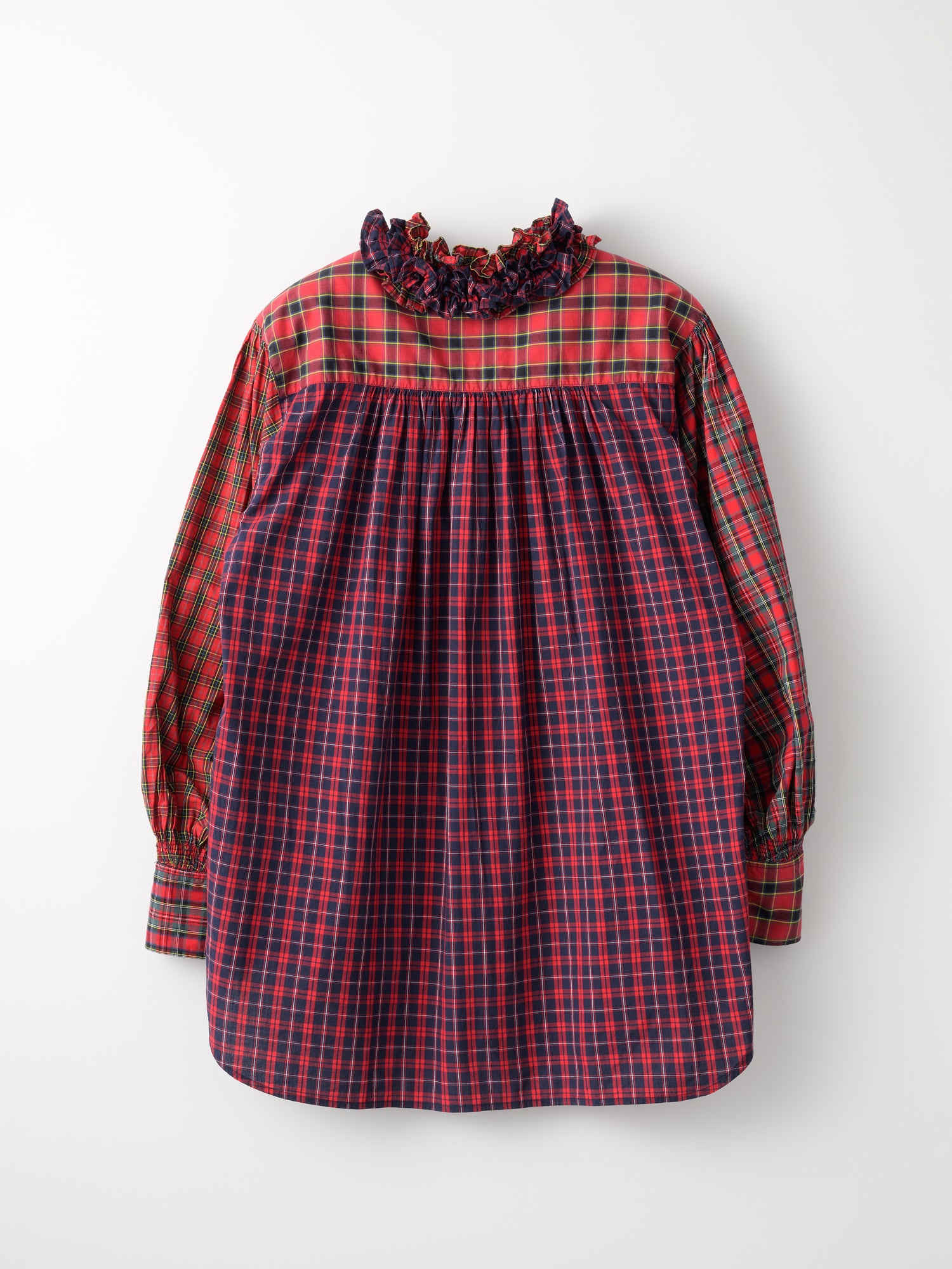 cotton frill collar check shirts ｜RED