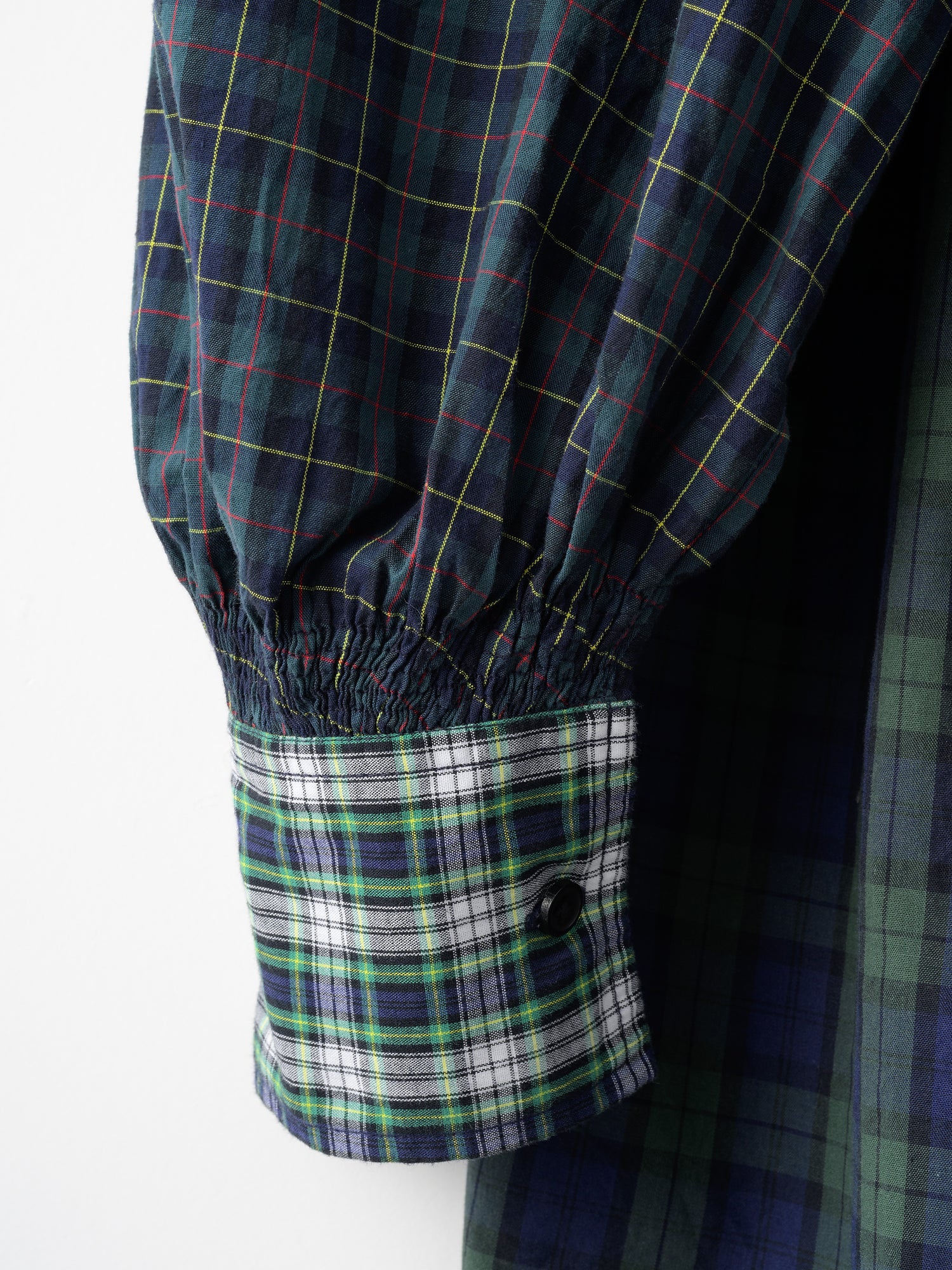 cotton frill collar check shirts ｜GREEN