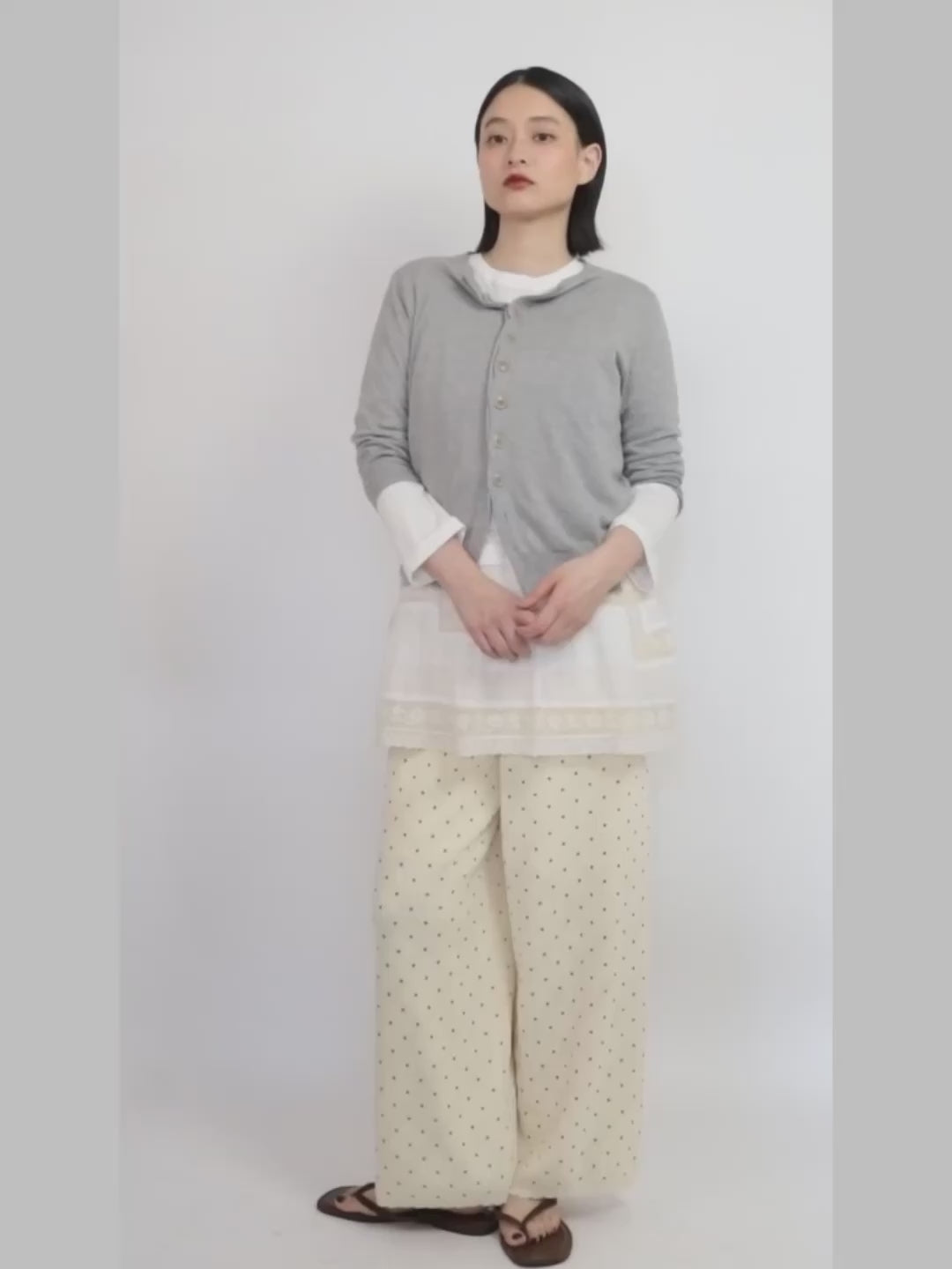 flower Jacquard dot pants｜IVORY