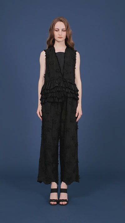 トップス frill rayon shantung vest crinkle frill rayon shantung vest | BLACK