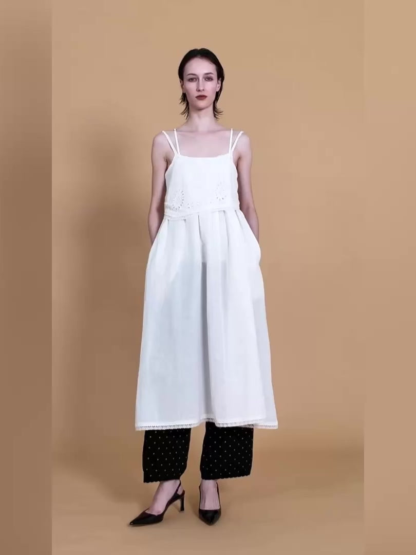 embroidey chief cami onepiece｜WHITE