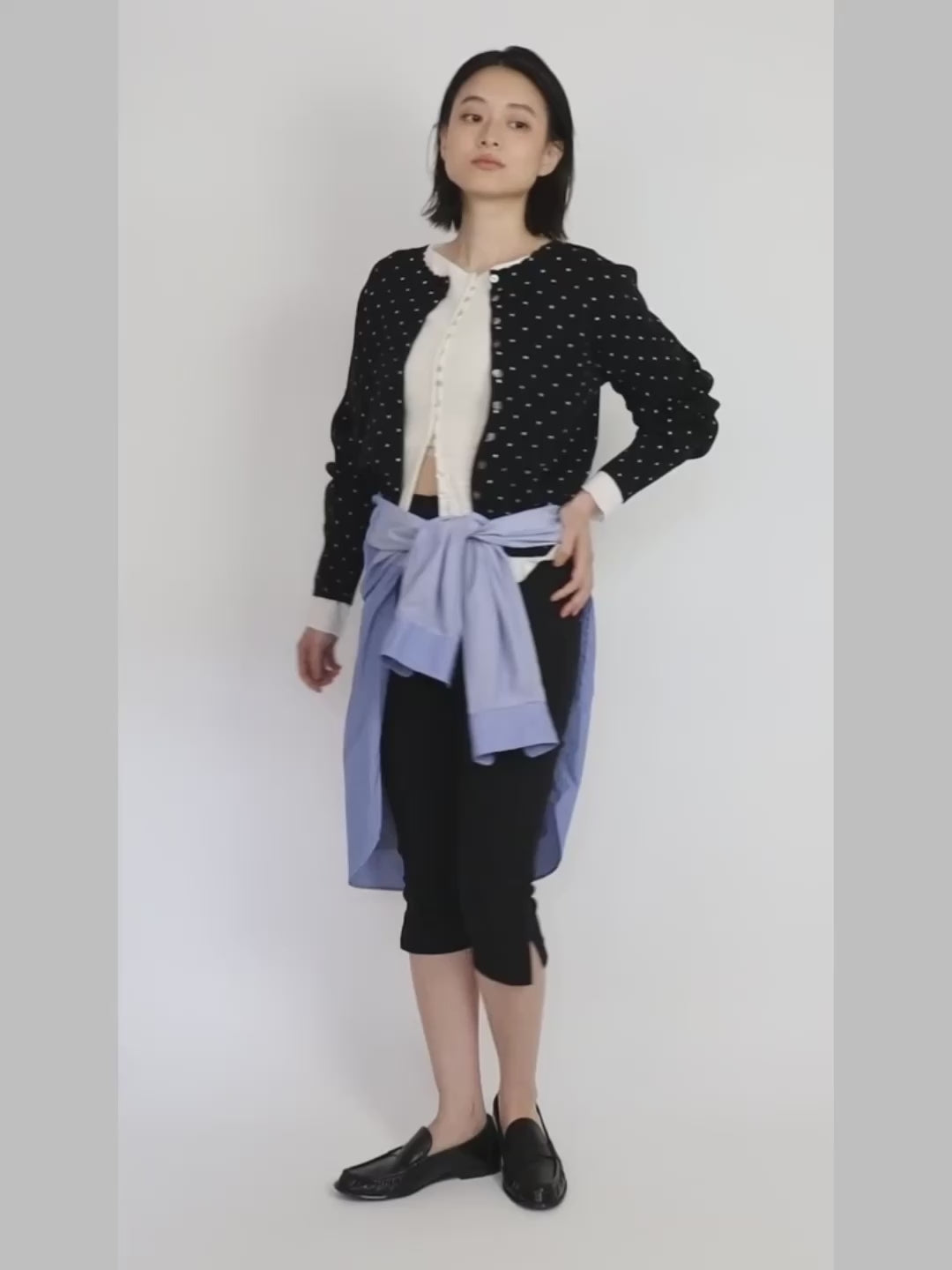 カーディガン Verybrain - Verybrain Flower Jacquard Cardigan BLACK flower Jacquard dot cardigan｜BLACK