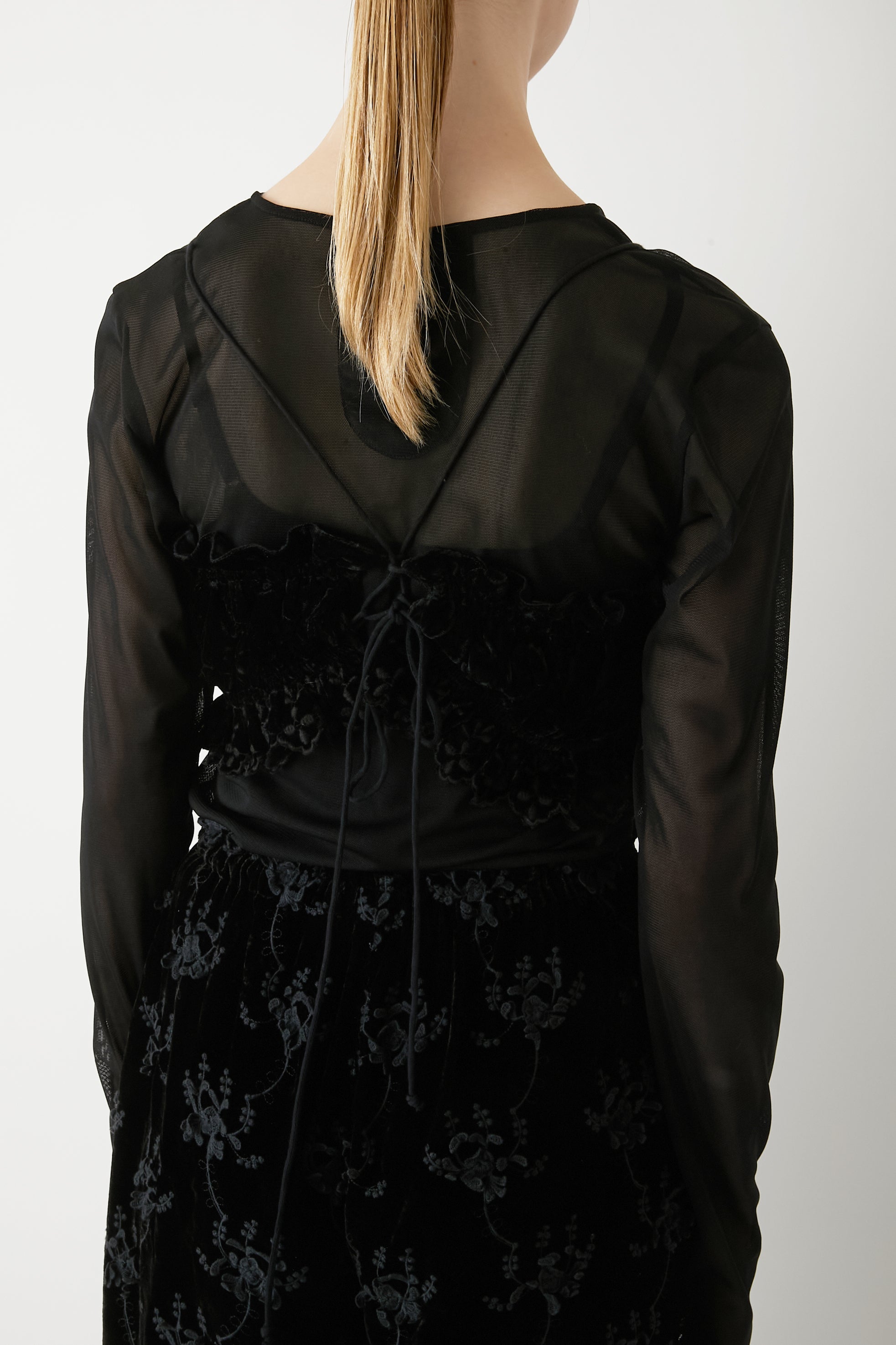 【SECRET SALE】velvet embroidery bustier │ BLACK