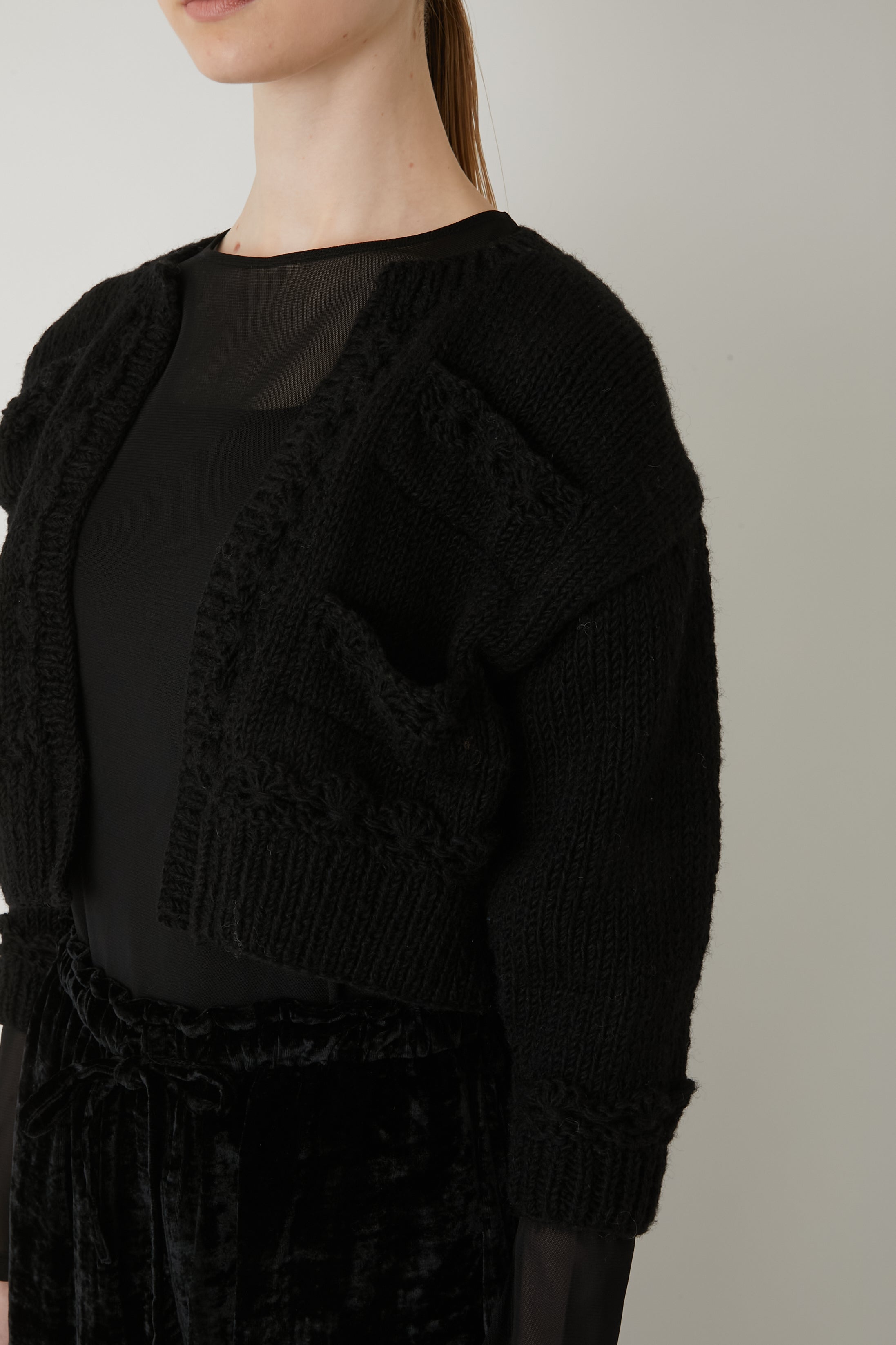 【SECRET SALE】hand knit mini jacket │ BLACK