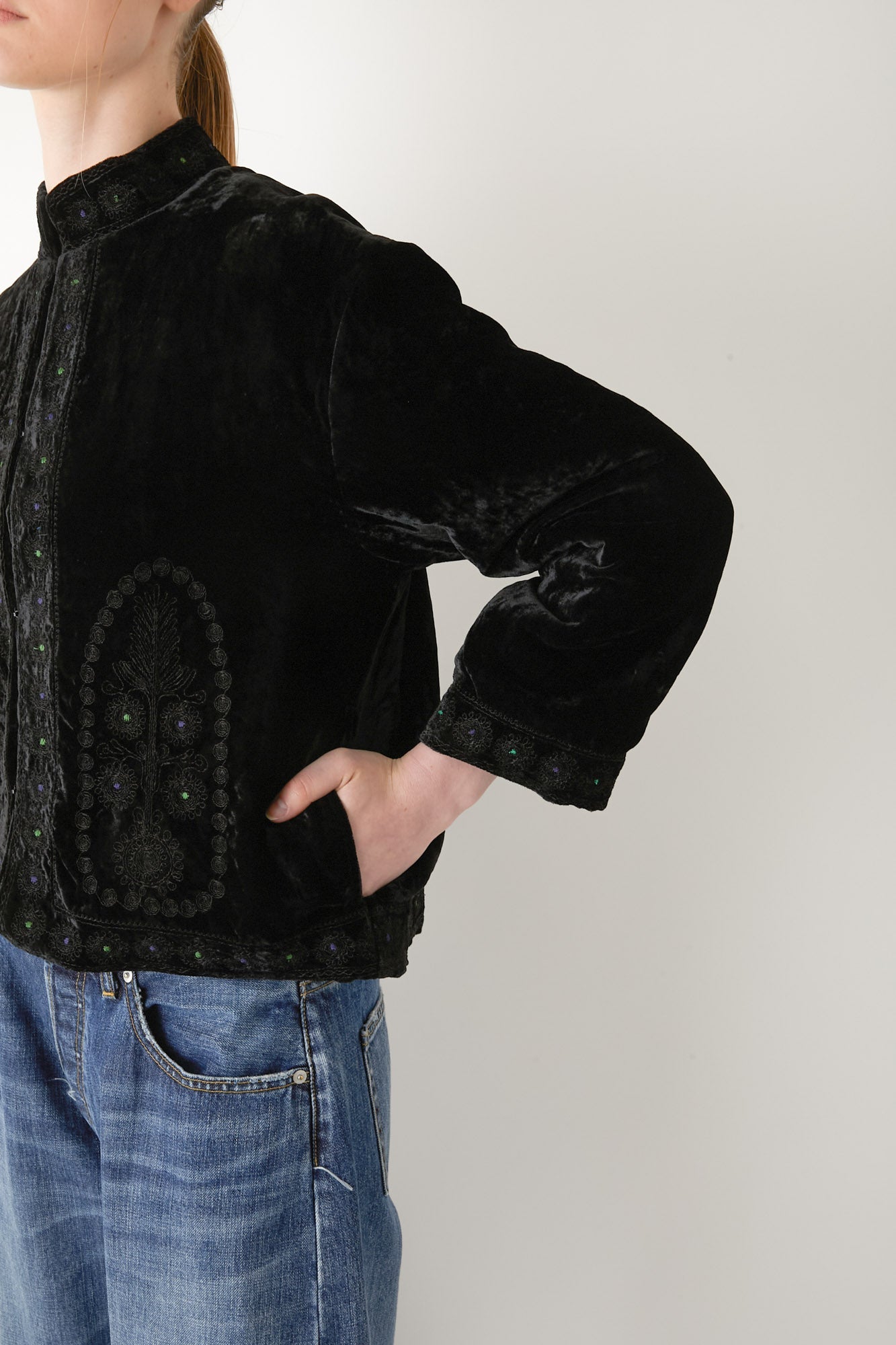 【SECRET SALE】velvet stiching folklore jacket │BLACK