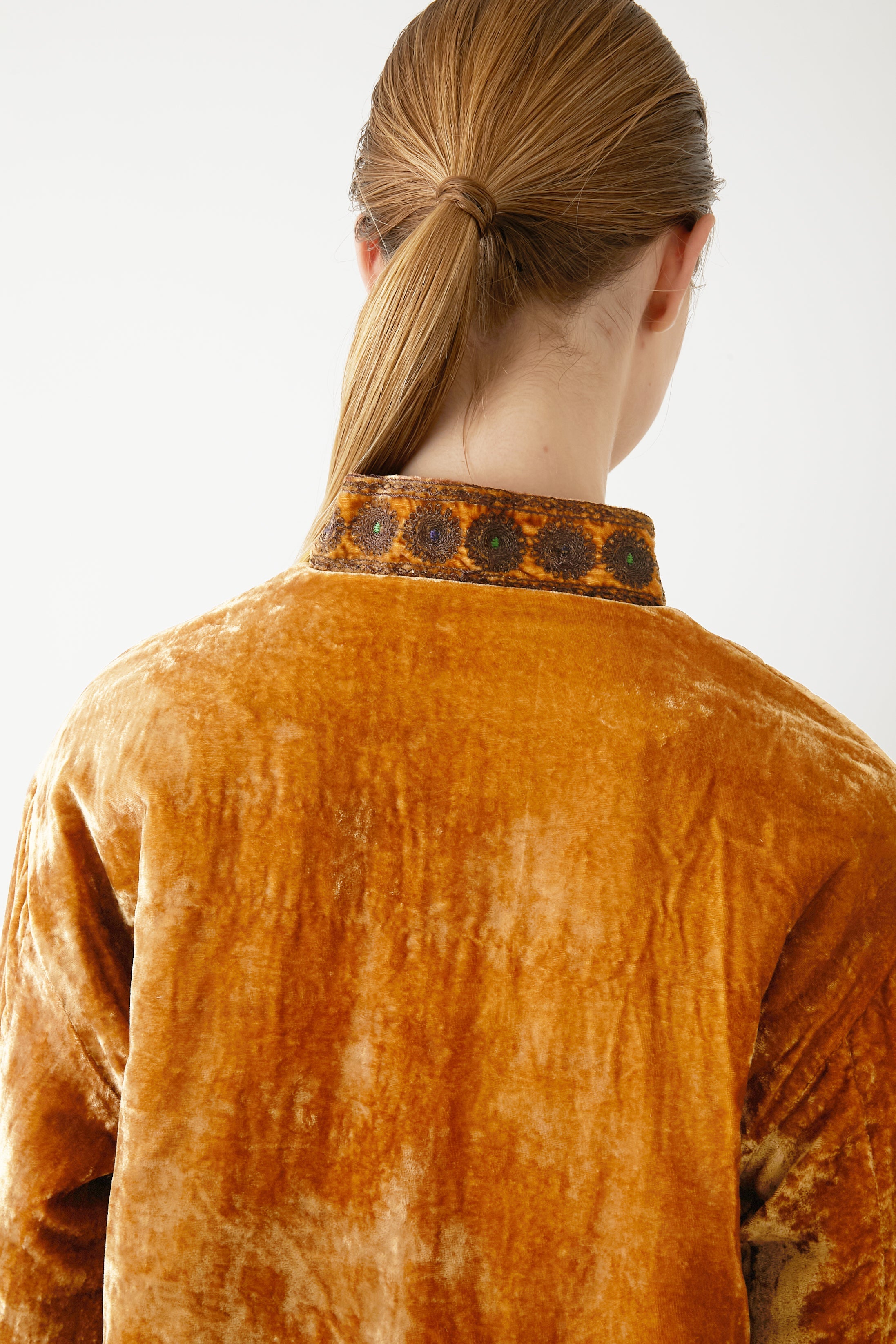 velvet stitching folklore jacket │ BRICK