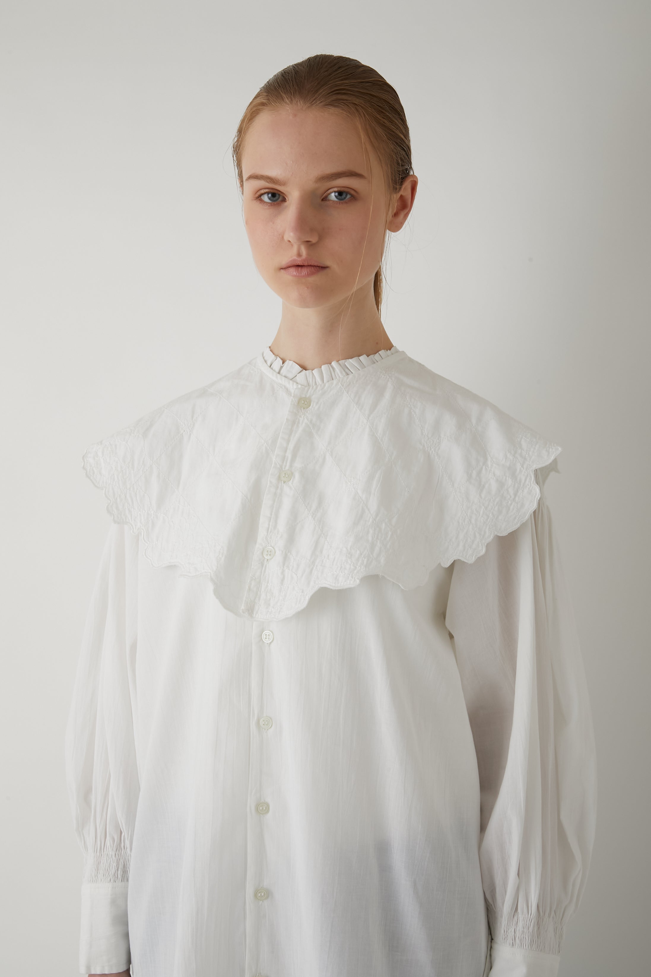 【SECRET SALE】cotton quilting coller shirts │ WHITE