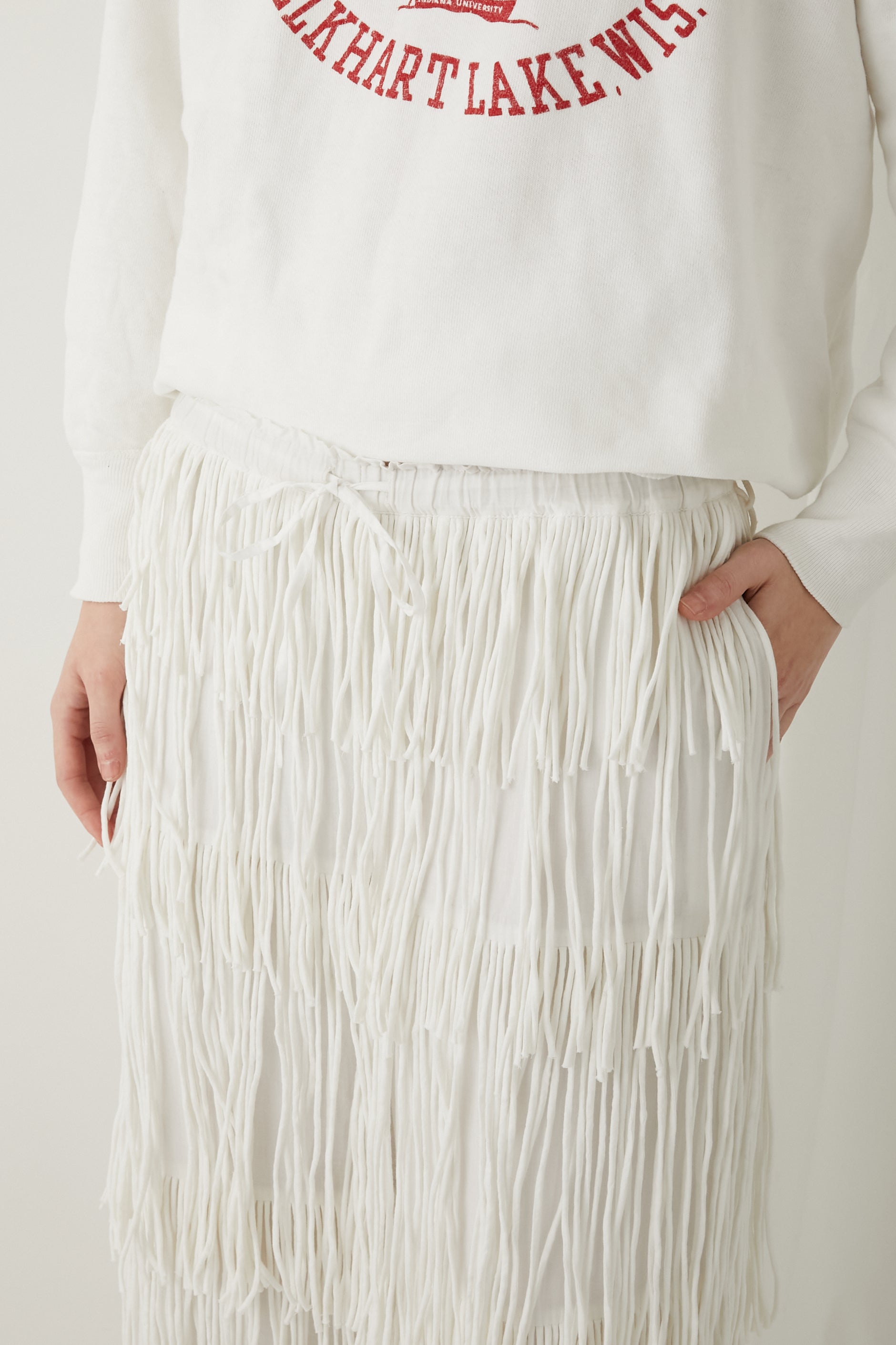 cotton voile fringe pants │ WHITE
