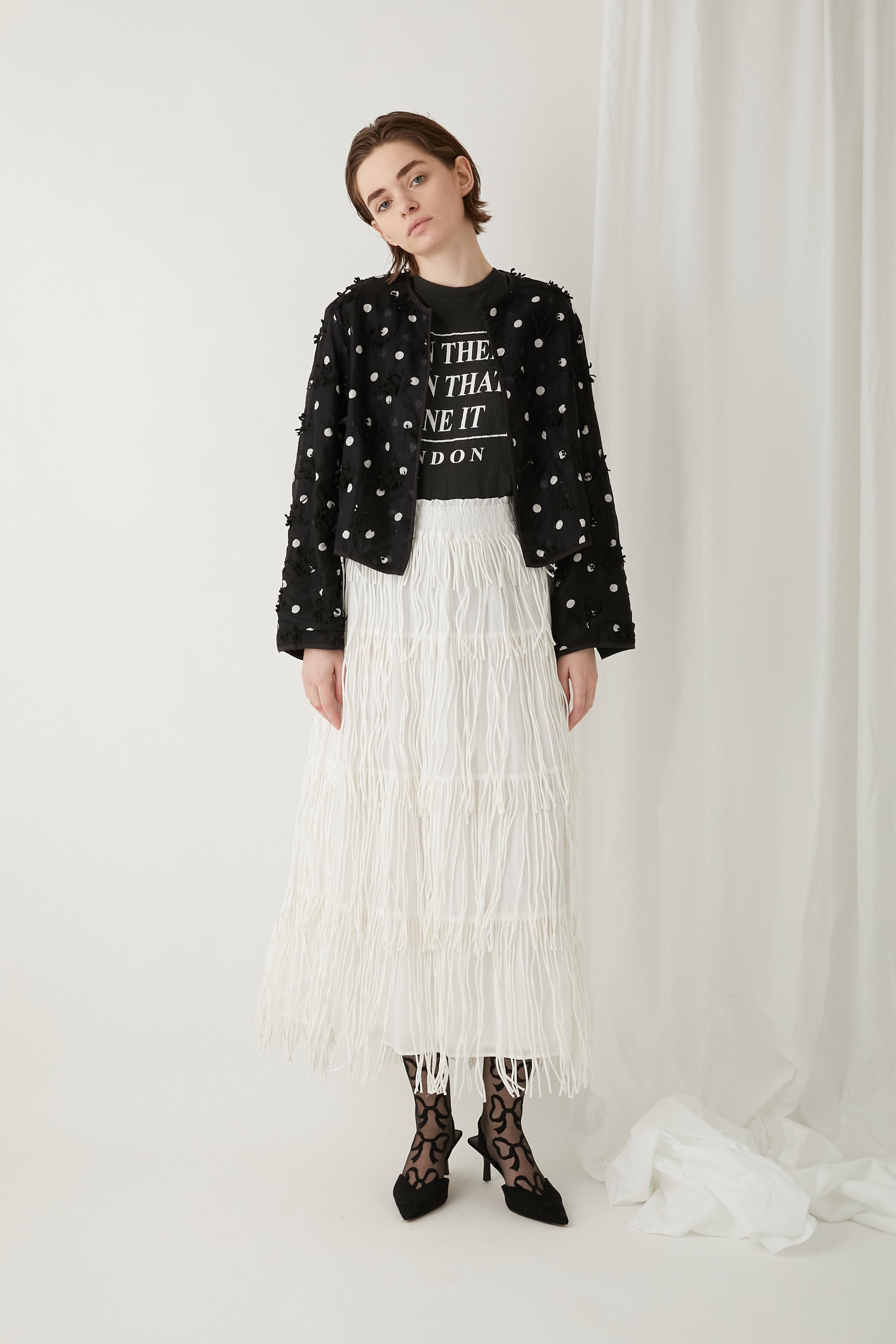 cotton voil fringe teared skirt │ WHITE
