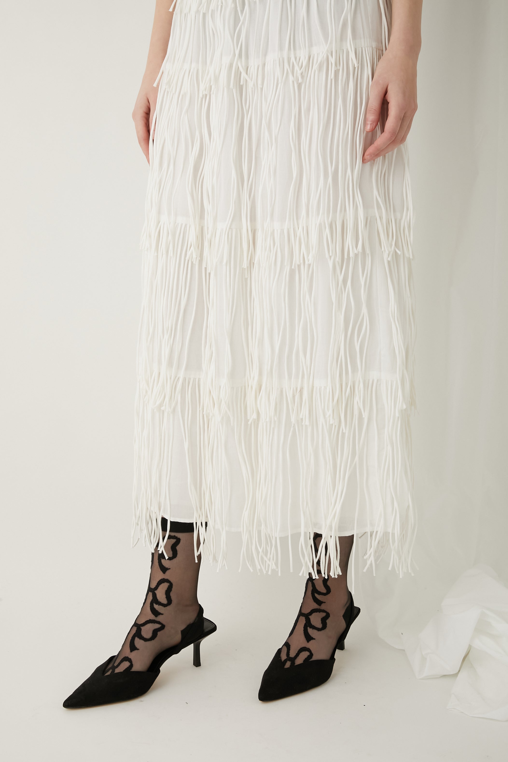 cotton voil fringe teared skirt │ WHITE