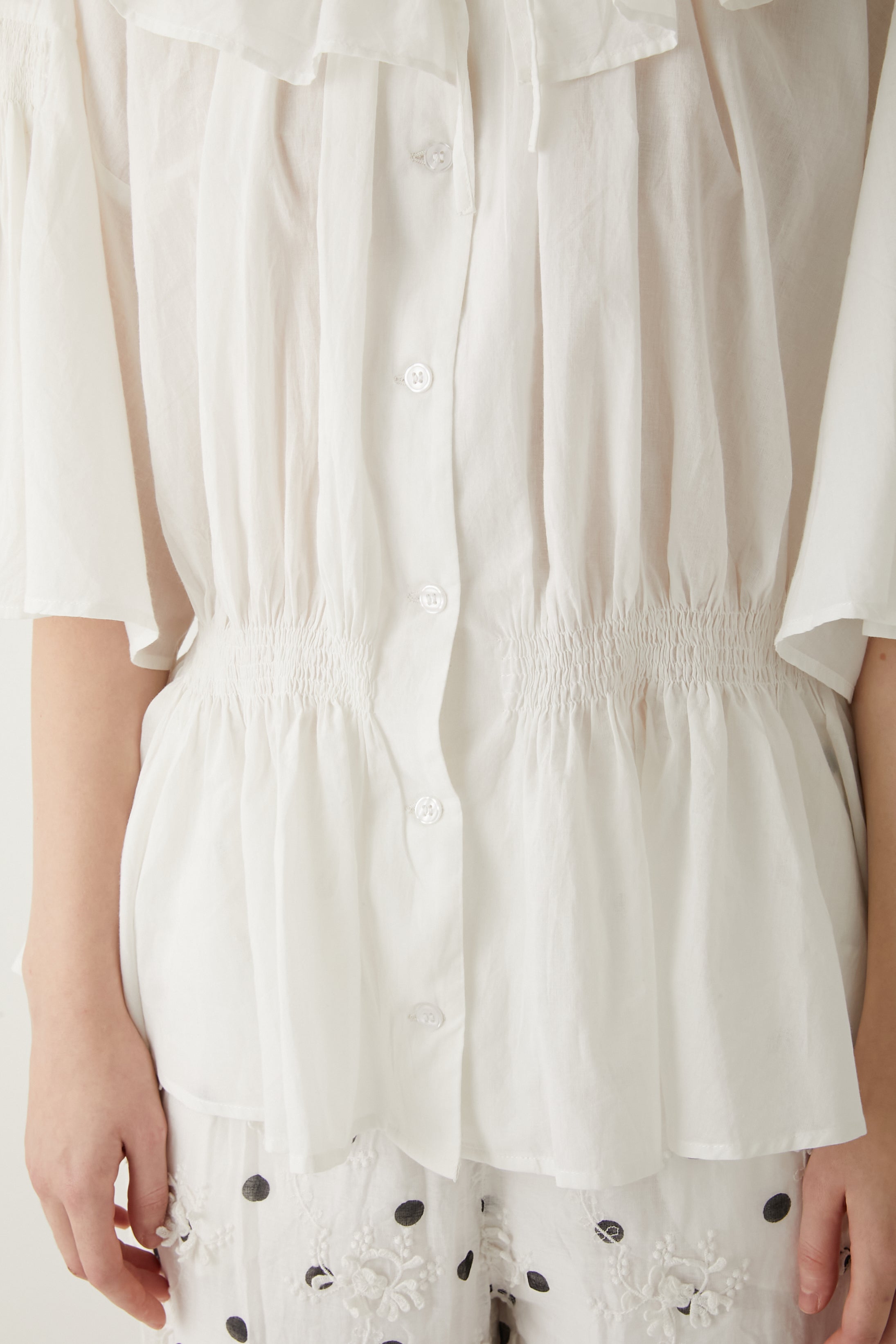frill volume blouse │ WHITE