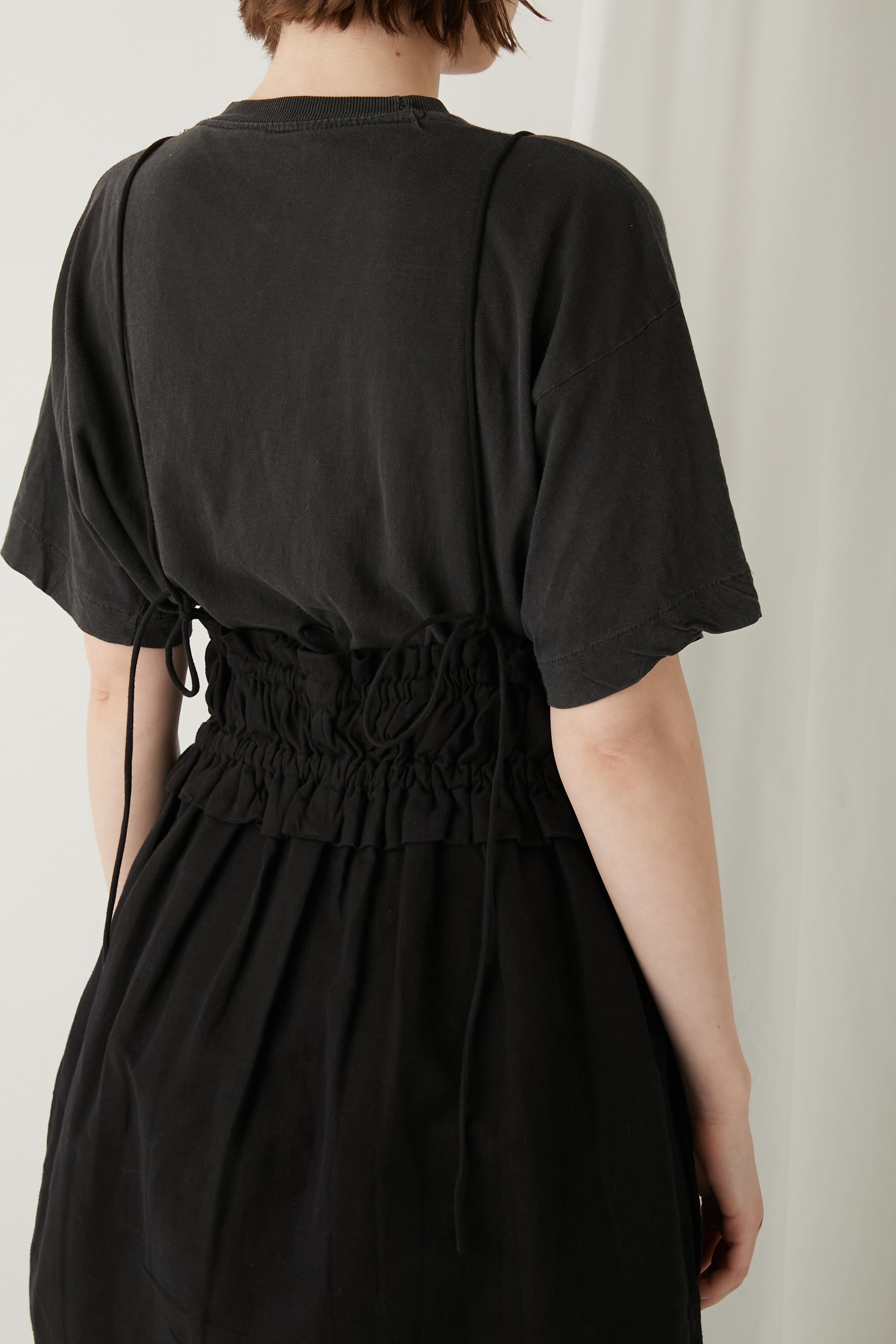 cotton linen long camisole │ BLACK