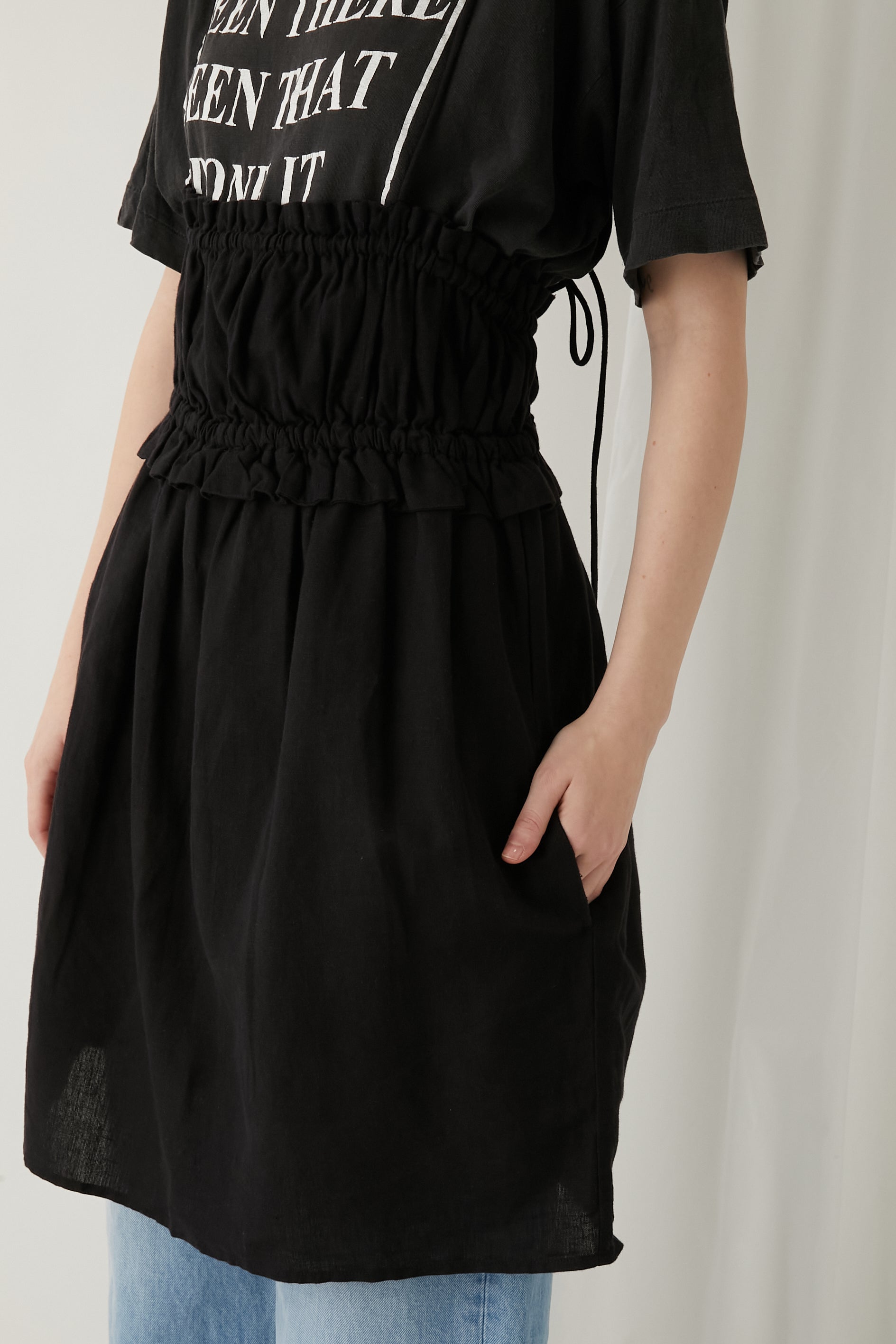 cotton linen long camisole │ BLACK