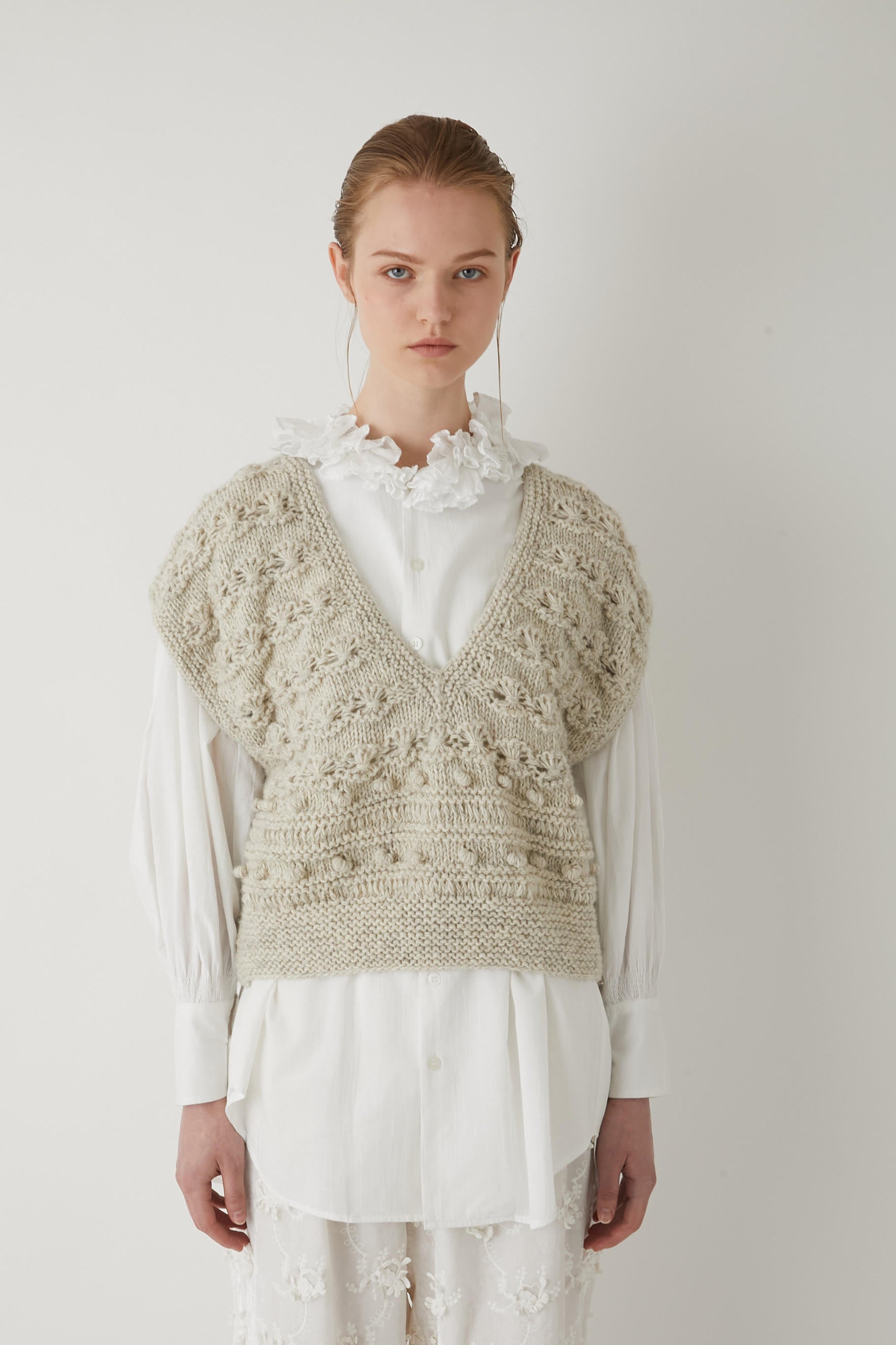 【SECRET SALE】hand knit vest │ IVORY